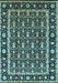 Machine Washable Oriental Light Blue Industrial Rug, wshurb3093lblu