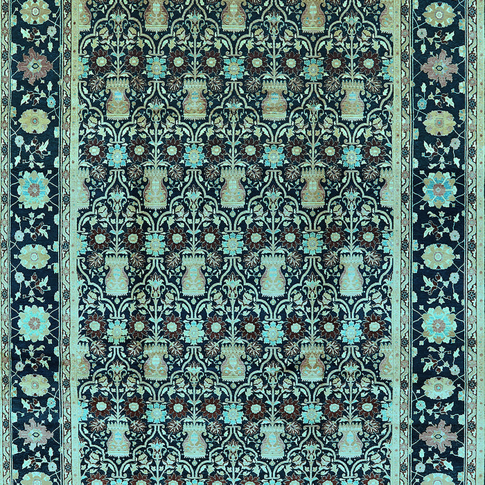Machine Washable Oriental Light Blue Industrial Rug, wshurb3093lblu