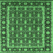 Square Machine Washable Oriental Emerald Green Industrial Area Rugs, wshurb3093emgrn