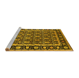 Sideview of Machine Washable Oriental Yellow Industrial Rug, wshurb3093yw