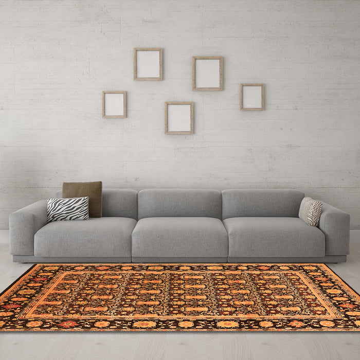 Machine Washable Oriental Orange Industrial Area Rugs in a Living Room, wshurb3093org