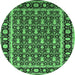 Round Oriental Emerald Green Industrial Rug, urb3093emgrn