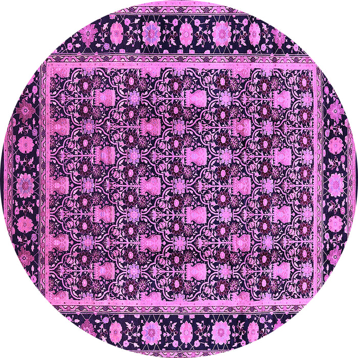 Round Machine Washable Oriental Purple Industrial Area Rugs, wshurb3093pur
