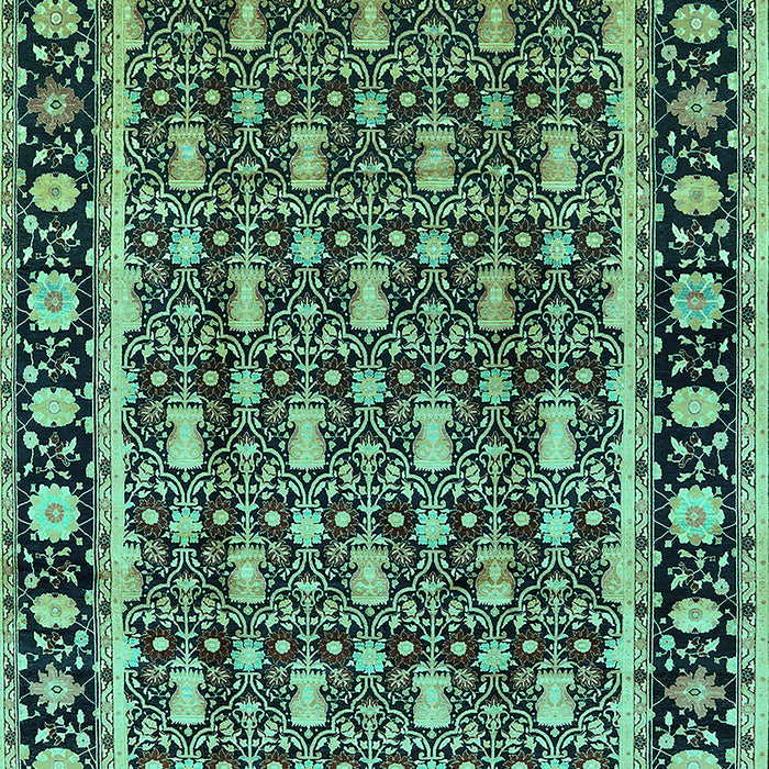 Machine Washable Oriental Turquoise Industrial Area Rugs, wshurb3093turq