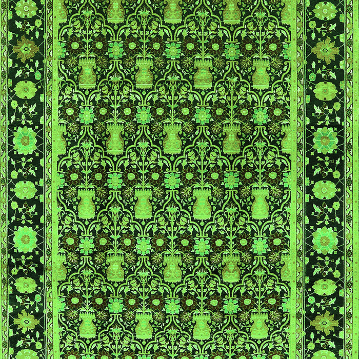 Machine Washable Oriental Green Industrial Area Rugs, wshurb3093grn