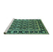 Sideview of Machine Washable Oriental Turquoise Industrial Area Rugs, wshurb3093turq