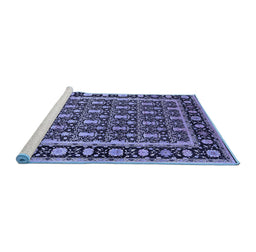 Sideview of Machine Washable Oriental Blue Industrial Rug, wshurb3093blu