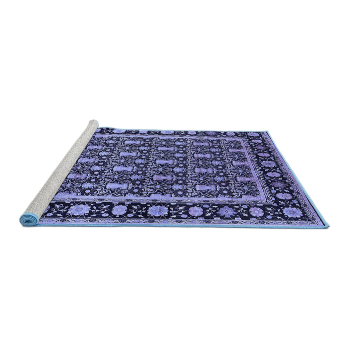 Sideview of Machine Washable Oriental Blue Industrial Rug, wshurb3093blu