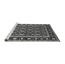 Sideview of Machine Washable Oriental Gray Industrial Rug, wshurb3093gry