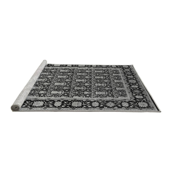 Sideview of Machine Washable Oriental Gray Industrial Rug, wshurb3093gry