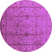 Round Oriental Purple Industrial Rug, urb3094pur