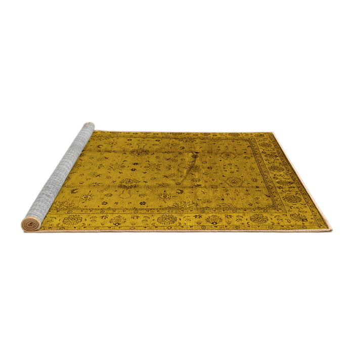 Sideview of Machine Washable Oriental Yellow Industrial Rug, wshurb3094yw