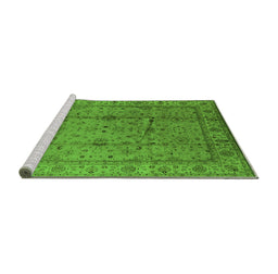 Sideview of Machine Washable Oriental Green Industrial Area Rugs, wshurb3094grn