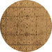 Round Oriental Brown Industrial Rug, urb3094brn