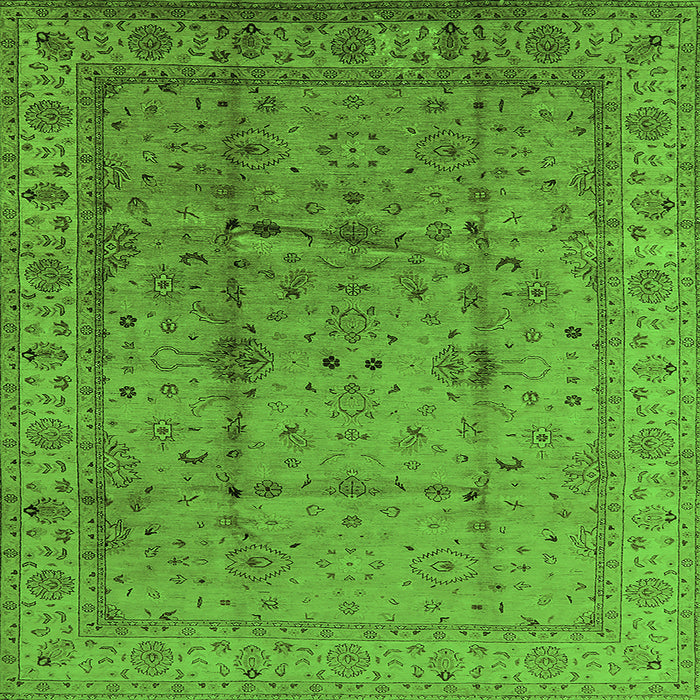Square Machine Washable Oriental Green Industrial Area Rugs, wshurb3094grn