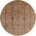 Round Mid-Century Modern Light Brown Oriental Rug, urb3094