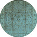 Round Oriental Light Blue Industrial Rug, urb3094lblu