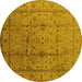 Round Oriental Yellow Industrial Rug, urb3094yw