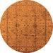 Round Machine Washable Oriental Orange Industrial Area Rugs, wshurb3094org