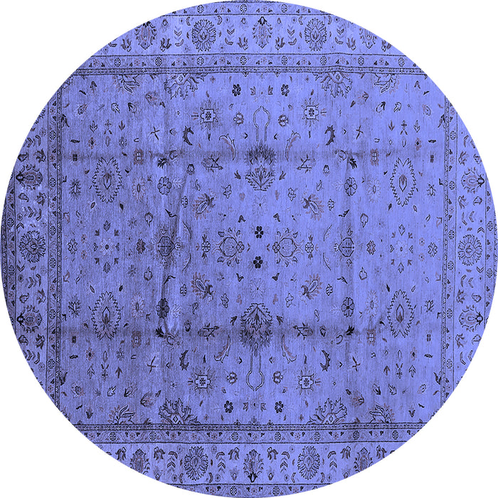 Round Oriental Blue Industrial Rug, urb3094blu