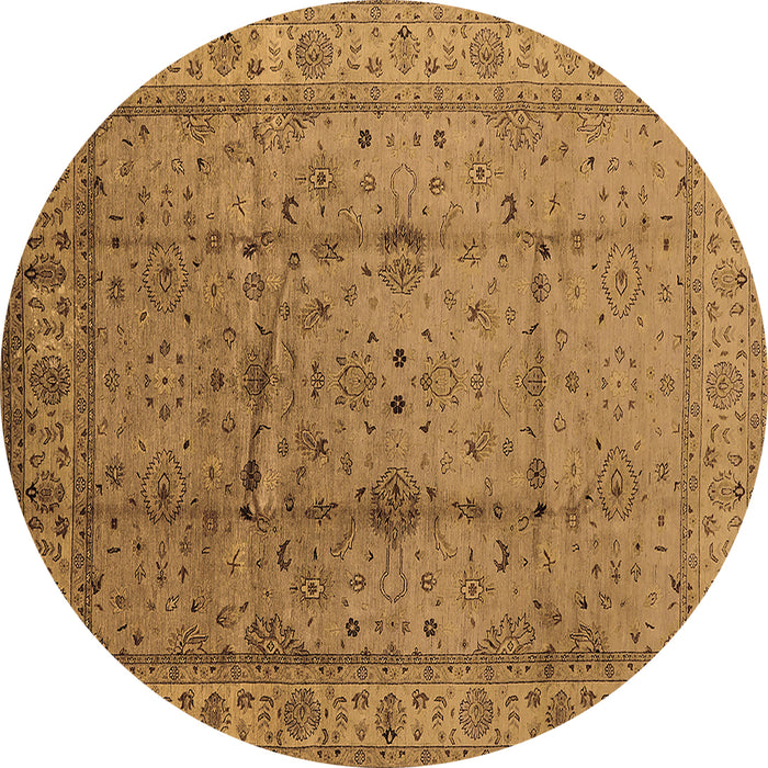 Round Machine Washable Oriental Brown Industrial Rug, wshurb3094brn