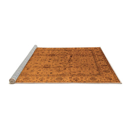 Sideview of Machine Washable Oriental Orange Industrial Area Rugs, wshurb3094org