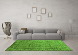 Machine Washable Oriental Green Industrial Area Rugs in a Living Room,, wshurb3094grn