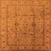 Square Machine Washable Oriental Orange Industrial Area Rugs, wshurb3094org