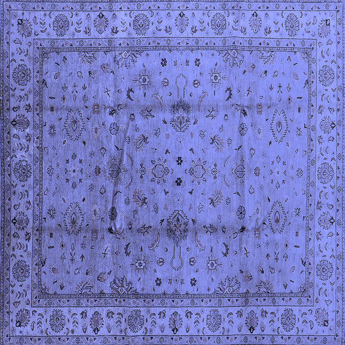 Square Machine Washable Oriental Blue Industrial Rug, wshurb3094blu