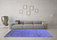 Machine Washable Oriental Blue Industrial Rug, wshurb3094blu