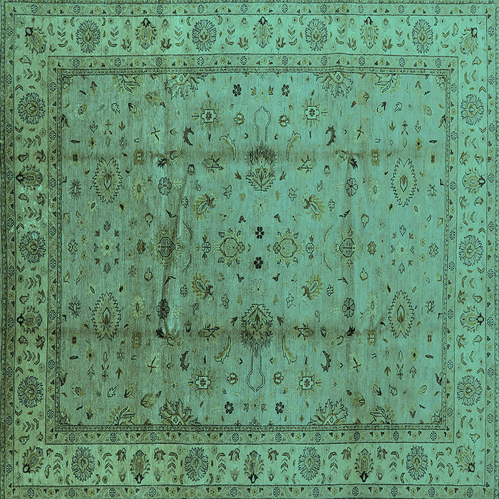 Square Machine Washable Oriental Turquoise Industrial Area Rugs, wshurb3094turq