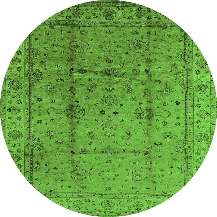 Round Oriental Green Industrial Rug, urb3094grn