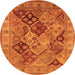 Round Machine Washable Oriental Orange Industrial Area Rugs, wshurb3095org