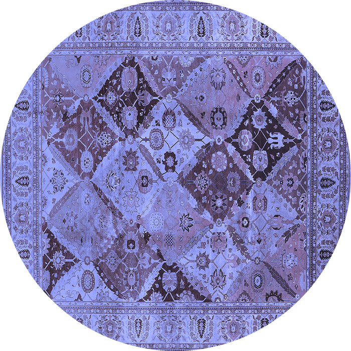 Round Oriental Blue Industrial Rug, urb3095blu