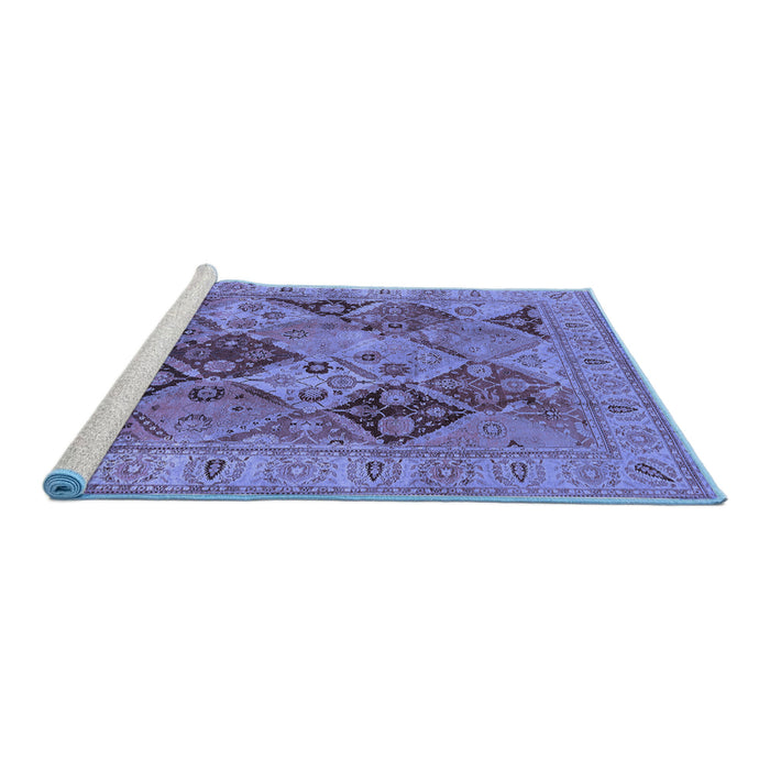 Sideview of Machine Washable Oriental Blue Industrial Rug, wshurb3095blu