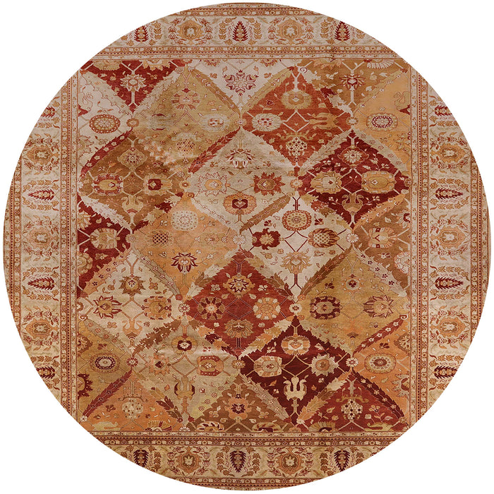Round Machine Washable Industrial Modern Mahogany Brown Rug, wshurb3095
