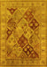 Machine Washable Oriental Yellow Industrial Rug, wshurb3095yw