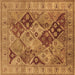 Square Machine Washable Oriental Brown Industrial Rug, wshurb3095brn