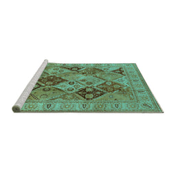 Sideview of Machine Washable Oriental Turquoise Industrial Area Rugs, wshurb3095turq