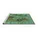 Sideview of Machine Washable Oriental Turquoise Industrial Area Rugs, wshurb3095turq