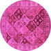 Round Oriental Pink Industrial Rug, urb3095pnk