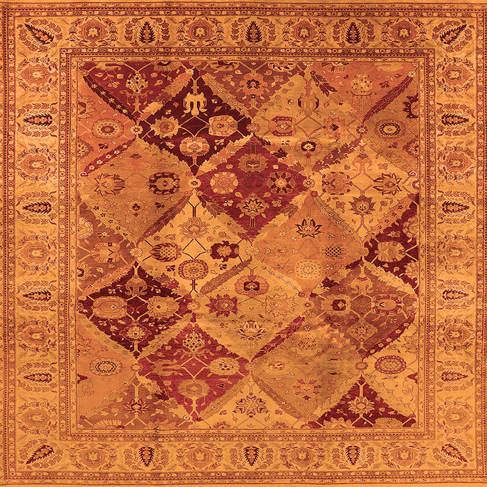 Square Oriental Orange Industrial Rug, urb3095org