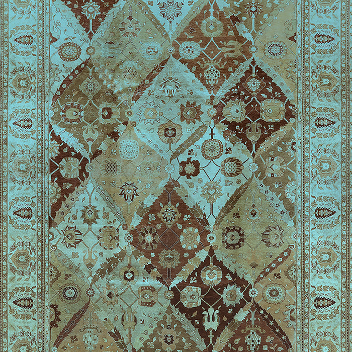 Machine Washable Oriental Light Blue Industrial Rug, wshurb3095lblu