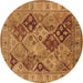 Round Oriental Brown Industrial Rug, urb3095brn