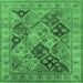 Square Machine Washable Oriental Emerald Green Industrial Area Rugs, wshurb3095emgrn