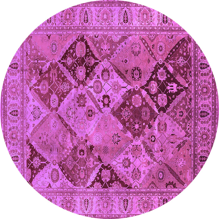 Round Machine Washable Oriental Purple Industrial Area Rugs, wshurb3095pur