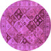 Round Machine Washable Oriental Purple Industrial Area Rugs, wshurb3095pur