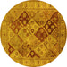 Round Oriental Yellow Industrial Rug, urb3095yw