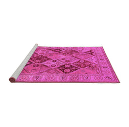 Sideview of Machine Washable Oriental Pink Industrial Rug, wshurb3095pnk