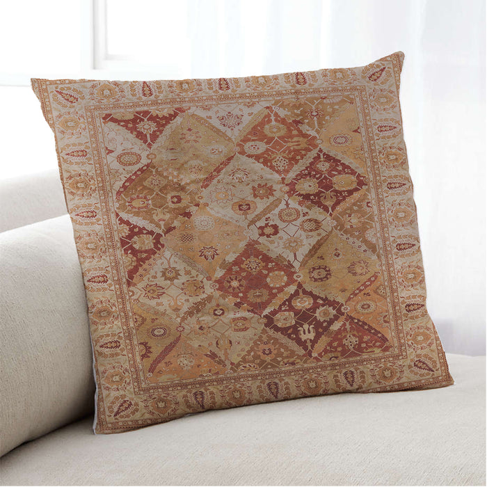 Lifestyle Image of Mid-Century Modern Urban Square Mahogany Brown Throw Pillow, 18 inch by 18 inch, pwurb3095